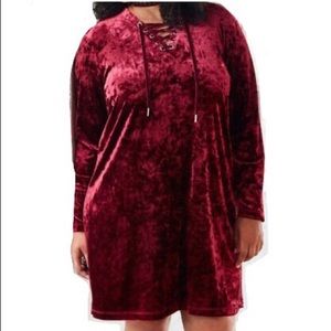 Dress-Red Velvet with lace up front
